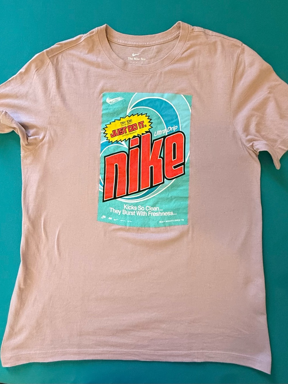 Nike Mauve Tee with Teal and Red Retro Graphic